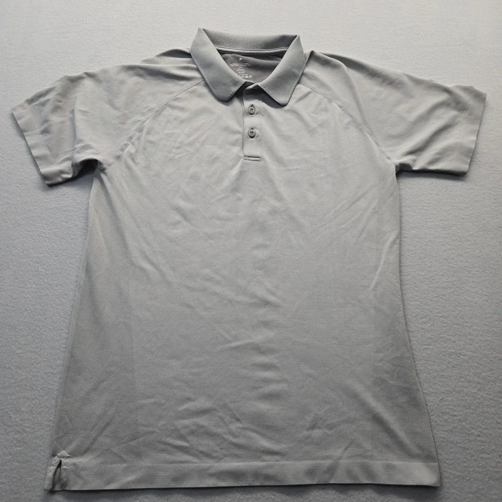 Fabletics Shirt Mens Large‎ Gray Performnce Polo Nylon Athletic Fit Golf